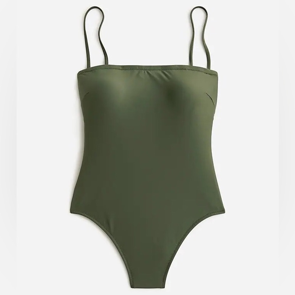 NWT J. Crew Squareneck One-Piece Green Size 14
